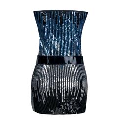 Sexy Ombre Sequin Strapless Bodycon Belted Clubwear Mini Wrap Dress N3228