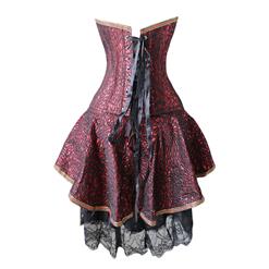 Sexy Burlesque Brocade Floral Lace Corset and Skirt Set N4105