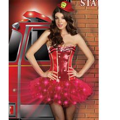 Sexy Light Up Firefighter Costumes, Too Hot For You Costume, Womens Light Up Fire Fighter Costume, #N4287