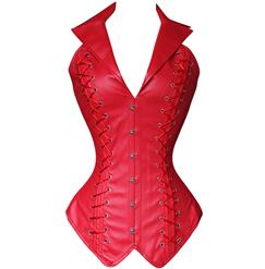 Vest Leather Corset Red N4391