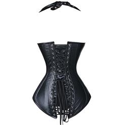 Women's Black Leather Vest Corset N4392