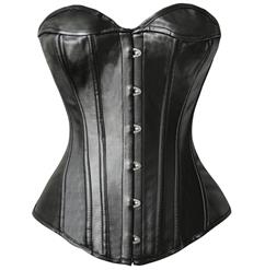 Leather Corset, Strapless leather corset, Black Leather Corset, #N4543