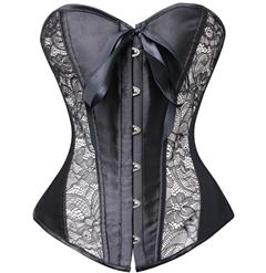 Sexy Victorian Black Lace Sweetheart Busk Closure Corset N4556
