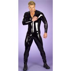 Men's Black Wet Look Patent Leather Jumpsuit N4664