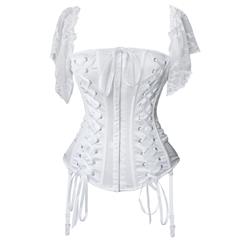 Lace sleeves bustier, white bustier, Sexy corset bustier, #N4669
