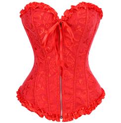 Gothic Brocade Christmas Corset With Zipper Front N4723
