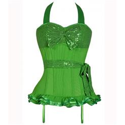 Sequin halter top corset, halter top corset, Green sequin corset, #N4869