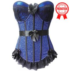 Strapless underwire corset, underwire corset, Blue Glitter Underwire Corset, #N4872