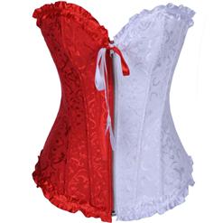 Floral Brocade red & white Corset N5077