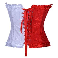 Floral Brocade red & white Corset N5077
