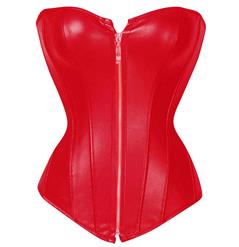 Red Leather Zipper Corset N5080