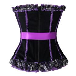 Sexy Black & Purple Velvet Ruffle Strapless Corset N5123