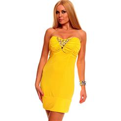 Yellow Dress, Dress Sexy Yellow, Sexy Yellow Mini Dress, #N5145