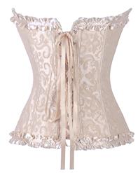 Brocade Corset Ivory With Zipper Front N5179