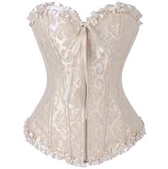 Brocade zipper corset, Brocade Corset Ivory With Zipper Front, Ivory  Brocade Corset, #N5179