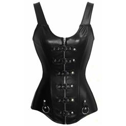 Faux Leather Buckles Corset N5327