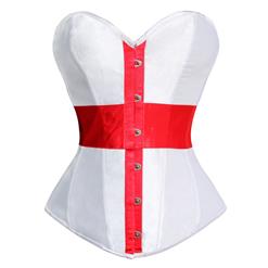 Sexy Nurse corset, White Nurse Corset, Red Cross Strapless Corset, #N5507