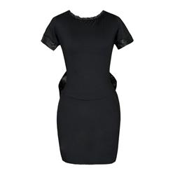 Women's Sexy Black Bow Backfree Sleeve Clubwear Dresses N5576