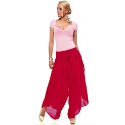 wrap-style harem pants & top, Flowing Wrap Fuchsia Pants, Aladin Harems Set, #N5812