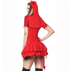 Deluxe Sexy Red Devil Adult Halloween Gallus Mini Dress Costume N5909