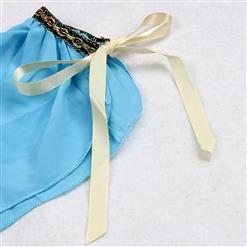 Blue Gold Elegant Sexy Deep-V Goddess Hi-Lo Organze Adult Costume Daily Wearable N5944