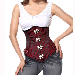 Red Striped Longlined Underbust Corset N5962
