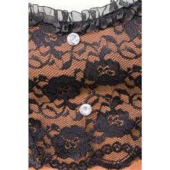 Sexy Overbust Champagne Black Lace Gem Bowknot Sweetheart Corsett N6092