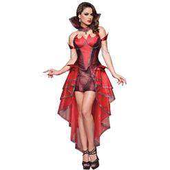 Deluxe Demon Queen Hi-Lo Snakeskin Print Strapless Stand Up Collar Costume N6215