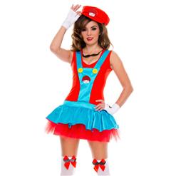 Red Playful Plumber Costume N6289