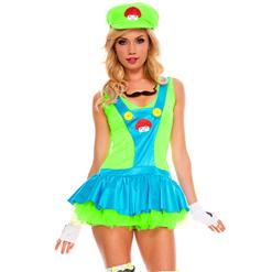 Green Playful Plumber Costume, Green Italian Plumber Costume, Video Game Plumber, #N6301