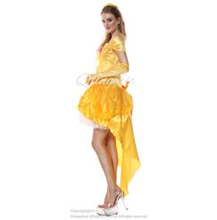 Enchanting Yellow Hi-Lo Off Shoulder Princess Belle Adult Role Play Costume with Gloves N6558