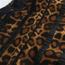 Sexy Wild Leopard Print Srapless Hip-length Corset N6643