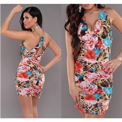 Red Floral and Animal Print Dress N6746