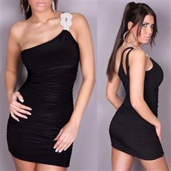 Black Glamour One Shoulder Dress N6791