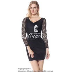 Black dress with lace N6813