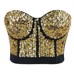 Gold Sequin Studded Sweet Heart Top N7193