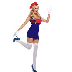 Sexy Red Plumber Costume, Plumber Halloween Costume, Video Game Costumes, #N7466