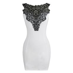 White Elegant Dress With Crochet N7596