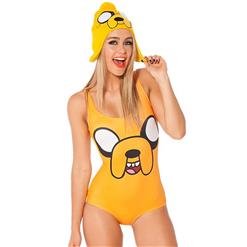 One-piece Jake Swimsuit, Sexy Yellow Jake Swimwear, Yellow Jake Teddy Bathing Suit, #N7689