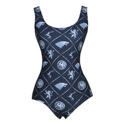Stylish 3D Print Throne Win or Die Badge Pattern One-piece Swimsuit N7804