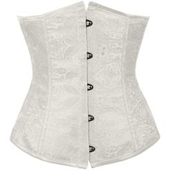 Floral Sweetheart Underbust Corset, White Underbust Corset, Floral Brocade Underbust Corset, #N8077