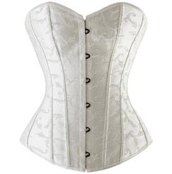 Bridal Embroidered Corset, White Embroidered Corset, Strapless Bridal Overbust Corset, #N8273