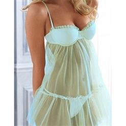 Sheer Tulle and Satin Babydoll, Padded Push Up Funny Babydoll, Mesh Sexy Babydoll with G-string, #N8369