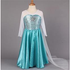 Long Blue Dress, Gril  Dress, Girls Princess Costume, #N8510