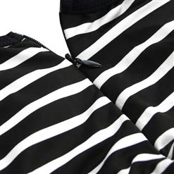 2Pc Sexy Black & White Stripes Deep V-cut Strapless Skirt Set N8584