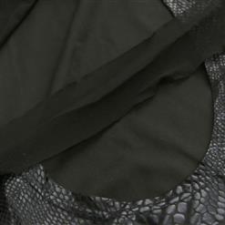 Sexy Black Crocodile Embossed Stretchy Back Bandage Bodycon Dress N8609
