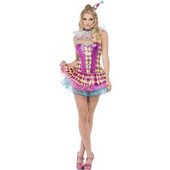 Sassy Party Clown Costume, Circus Jester Clown Costume, Fever Neon Harlequin Clown Costume, #N8616