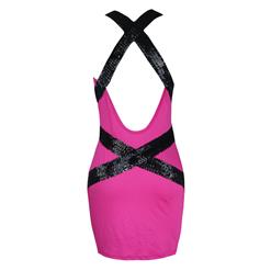 Sexy Hot-pink Sequin Bandage Back Clubwear Bodycon Mini Dress N8895