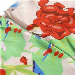 Retro Floral Print Short Jumpsuit N8935