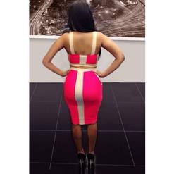 Backless Two-tone Bodycon Skirt Set N8977